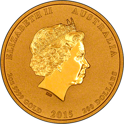 Obverse of 2015 Australian Year of the Goat Two Ounce Gold Coin