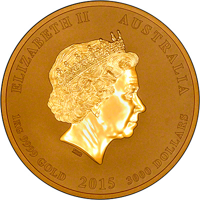 Obverse of 2015 Australian Year of the Goat One Kilo Gold Coin