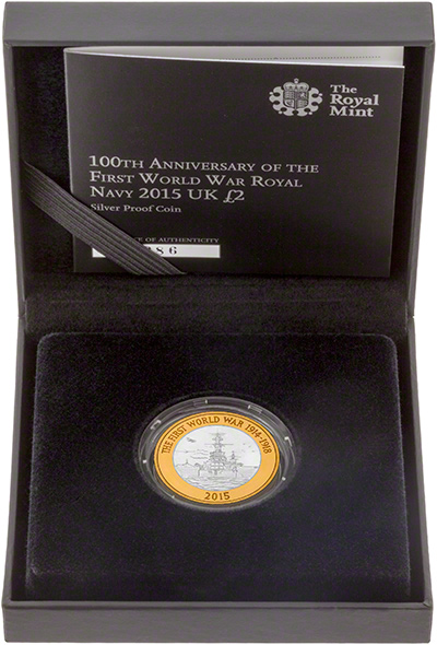 2015 The Royal Navy First World War Silver Proof Two Pound Coin in Presentation Box