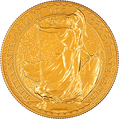 Reverse of 2016 One Ounce Gold Britannia