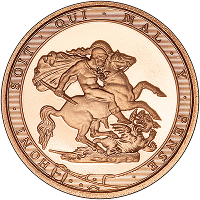 2017 proof quarter Sovereign Reverse featuring the border text Honi Soit Qui Mal Y Pense