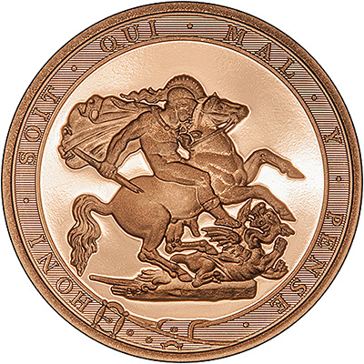 2017 proof Sovereign Reverse featuring the border text Honi Soit Qui Mal Y Pense