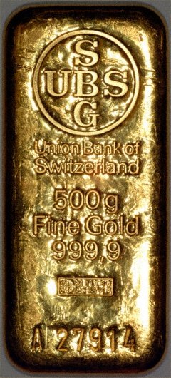 Our UBS 500 Gram Gold Bar Reverse Photo