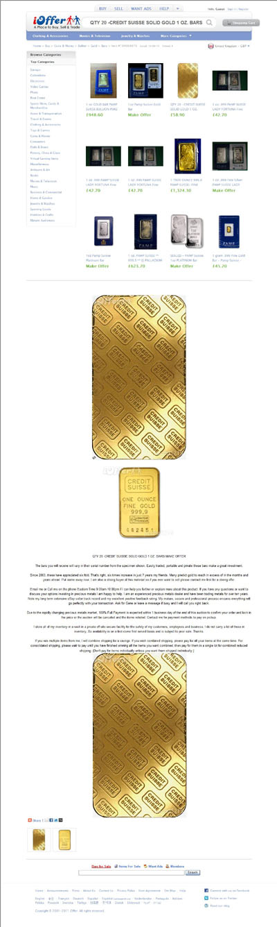 iOffer's Gold bars Page
