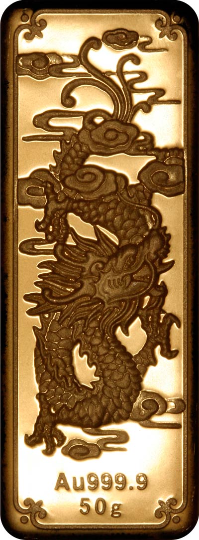 Chinese Dragon 50 Gram Gold Bar