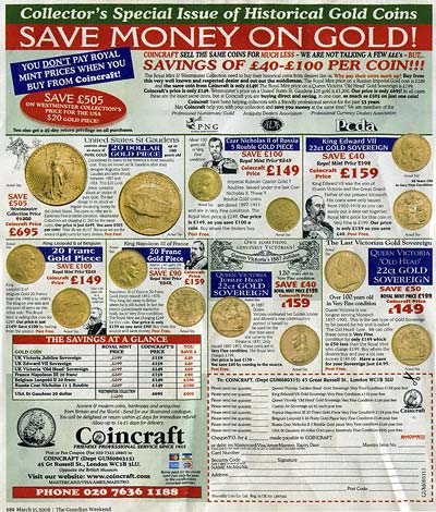 Coincraft Advert Showing Price Comparisons