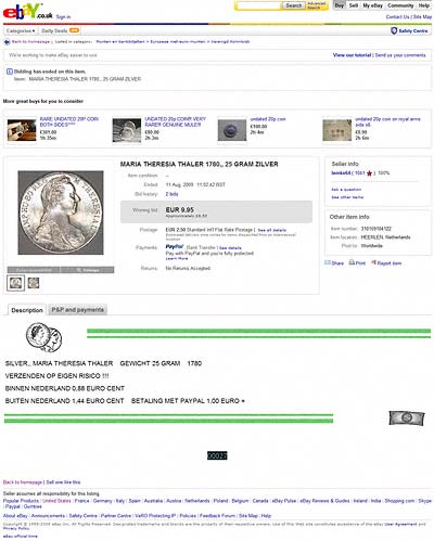 lemke64 eBay Listings Using 1780 Maria Theresa Silver Thaler Photographs