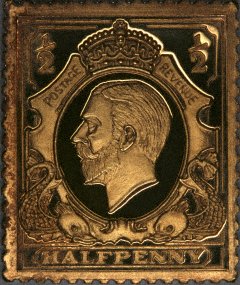 George V on Gold Halfpenny Stamp Replica