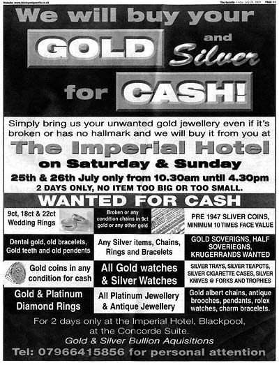 We Will Buy Your Gold and Silver For Cash - Gold and Silver Bullion Acquisitions