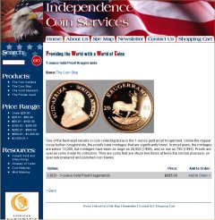 Independence Coin Services Krugerrands Page