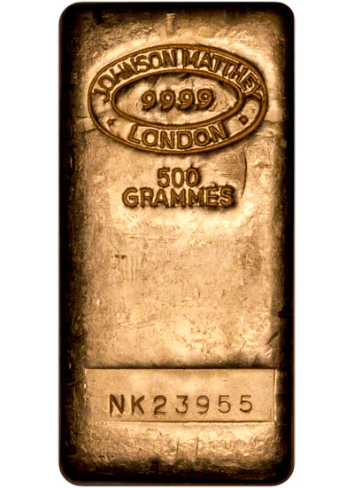Johnson Matthey 500 Gram Gold Bar