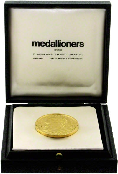 1965 Churchill Gold Medallion by Medallioneers in Presentation Box
