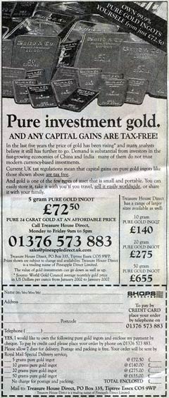 Pure Investment Gold Advert