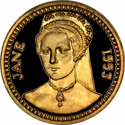 Lady Jane Grey on Obverse of 'Our Royal Sovereigns' Medallion by Danbury Mint
