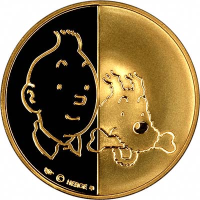Tintin with Snowy on Reverse of Tintin Gold Medals