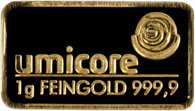 Our Umicore One Gram Gold Bar Photograph