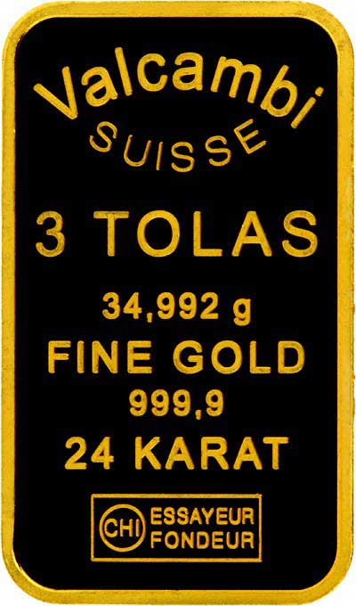 Valcambi Three (3) Tola Gold Bar