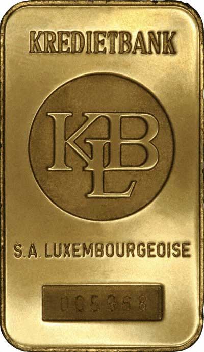 Kredietbank Luxembourg Johnson Matthey 100 Gram Gold Bar