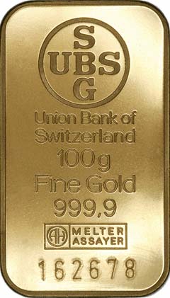 100 Gram UBS Stamped Gold Bar