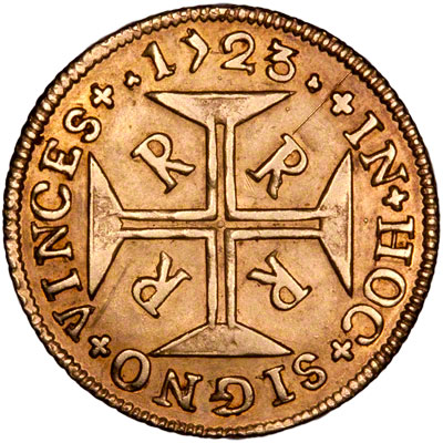 Reverse of 1723 Brazil 4,000 Reis