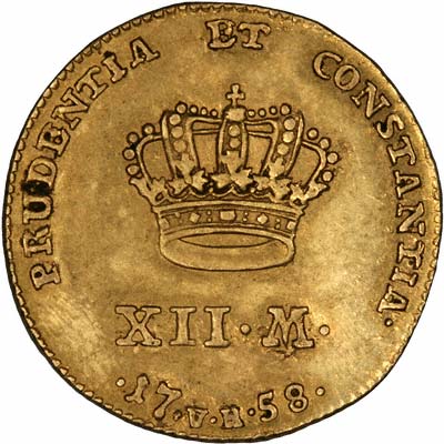 Reverse of 1758 Denmark Courant