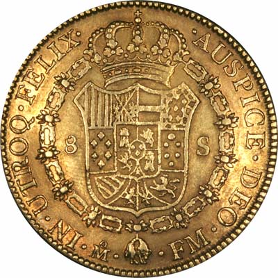 Reverse of 1772 Mexican 8 Escudos