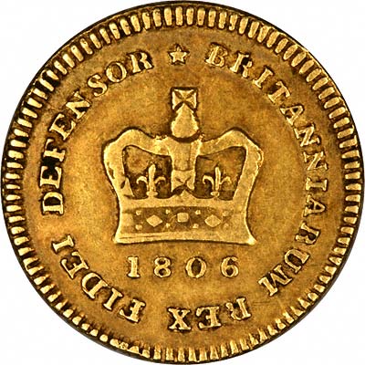 Large Crown on Reverse of 1806 George III Third Guinea