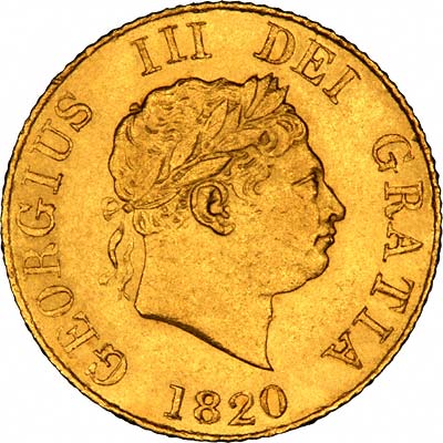 Reverse of 1820 George III Half Sovereign