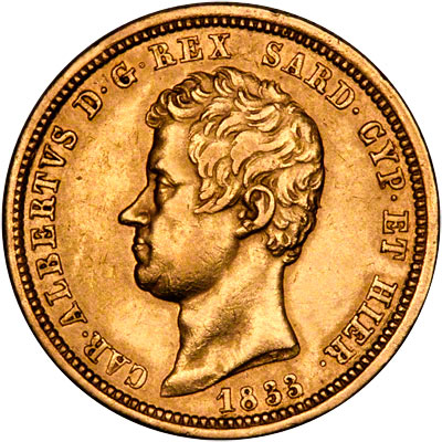 Reverse of 1826 Gold 80 Lire