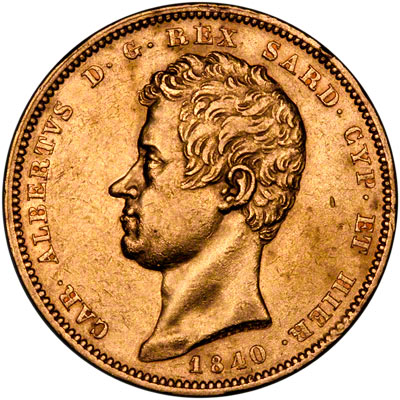 Obverse of 1840 100 Lire