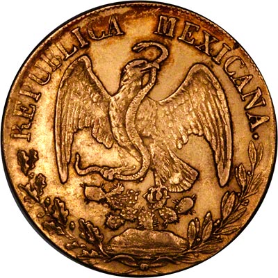 Obverse of 1854 Mexican 8 Escudos