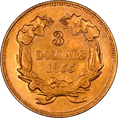 Reverse of 1855 Three Dollars