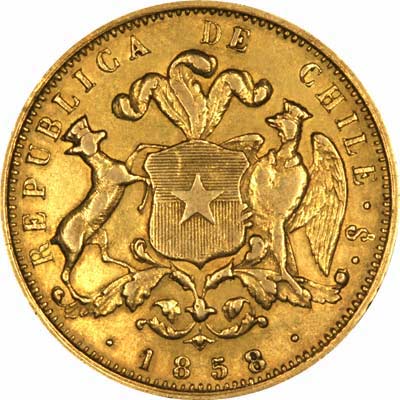 Reverse of 1858 Chile Ten Pesos