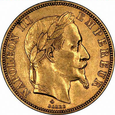 Crowned Arms on Obverse of 50 Francs of 1866