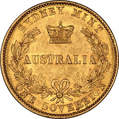 Reverse of 1870 Sydney Mint Australian Sovereign