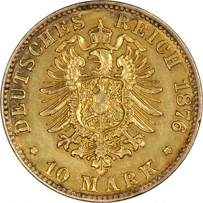 Reverse of 1876 German 10 Marks