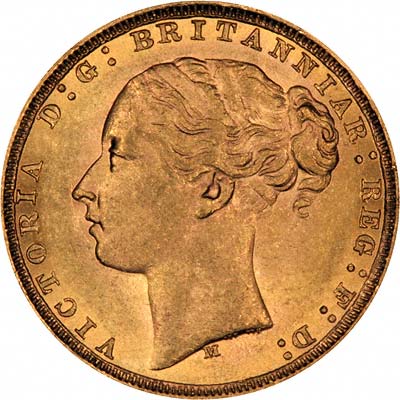Our 1879 Melbourne Mint Victoria Young Head Gold Sovereign Obverse Photo
