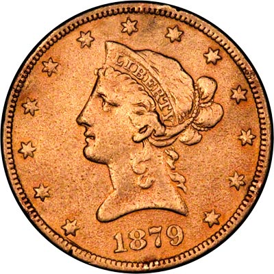 Obverse of 1879 American Gold Eagle
