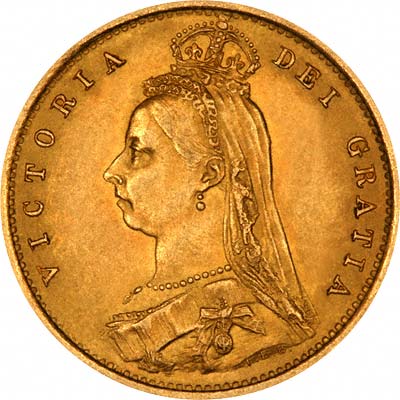 Obverse of 1887 Victoria Jubilee Head Half Sovereign