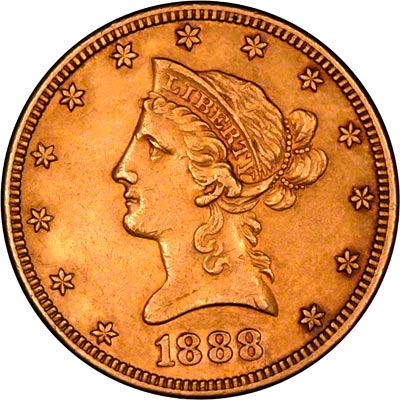 Obverse of 1888 American Gold Eagle