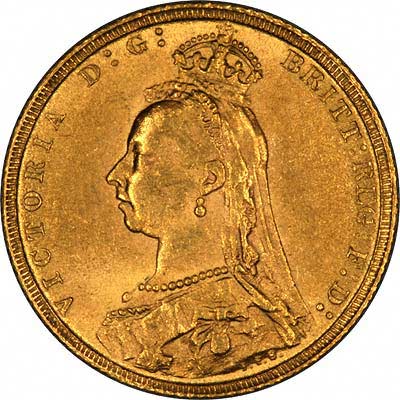 Obverse of Fake 1889 Sovereign