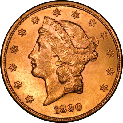Obverse of 1890 American Gold Double Eagle