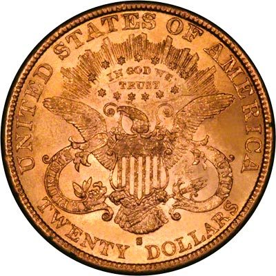 Reverse of 1890 American Gold Double Eagle