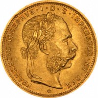 Obverse of  1892 Austrian 8 Florins 20 Francs