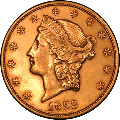 Obverse of 1892 American Gold Double Eagle