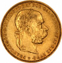 Obverse of 1893 Austrian Gold 20 Coronas