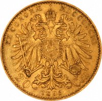 Reverse of 1893 Austrian Gold 20 Coronas