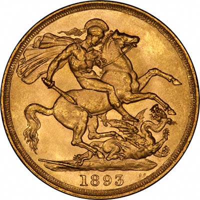 Reverse of 1893 Gold Two Pounds