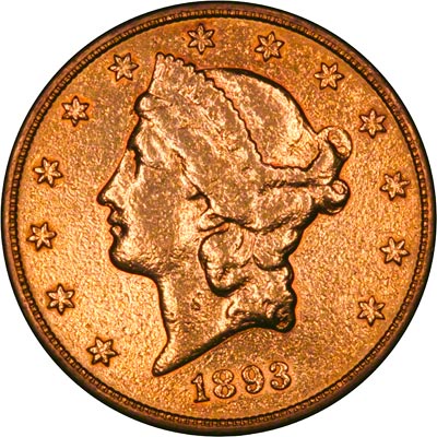 Obverse of 1893 American Gold Double Eagle