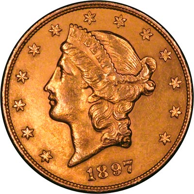 Obverse of 1897 American Gold Double Eagle